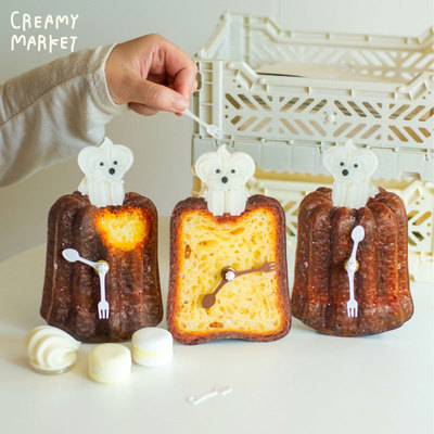 原创奶油小狗磁吸挂钟