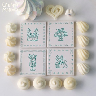 CreamyMarket一朵奶油原创奶油小人陶瓷吸水杯垫冰激凌