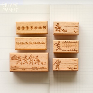 CreamyMarket一朵奶油原创甜品记录员的计划表系列实木水晶胶印章