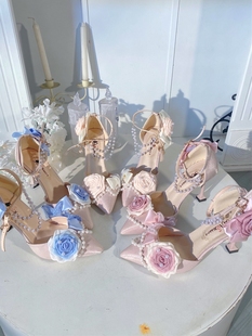 原创爱神缔结联名官配洛丽塔花嫁鞋lo鞋高跟优雅尖头优雅lolita鞋