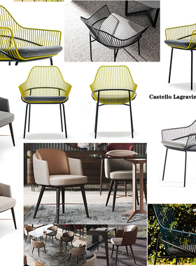 2024年10款餐椅意大利Matteo Stucchi不锈钢实木金色电镀洽谈椅子