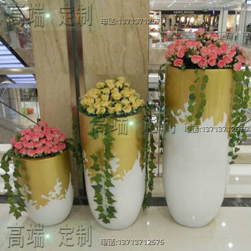 简约现代风玻璃钢景观商场花器