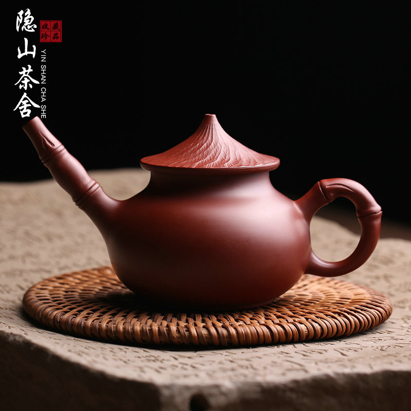 潮州手拉壶渔翁壶原矿紫砂壶朱泥纯全手工名家泡茶壶功夫茶具茶器