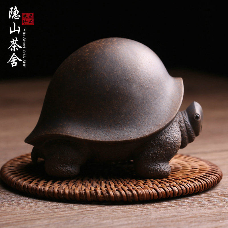 宜兴原矿紫砂茶宠摆件将军龟名家全手工精品可养茶玩茶具茶台装饰