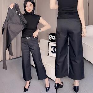 春秋高腰法式直筒时尚九分西装裤
