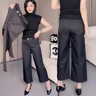 春秋高腰法式直筒时尚九分西装裤