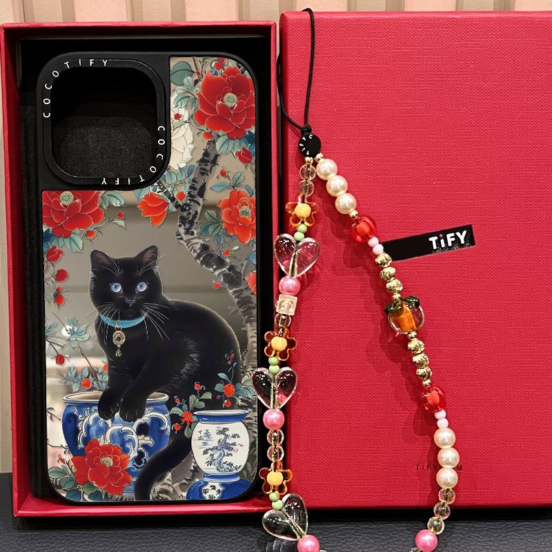 C家磁吸MagSafe青花瓷牡丹花黑猫咪国潮适用iphone16手机壳15promax17苹果14pro保护套13复古12卡通11新款