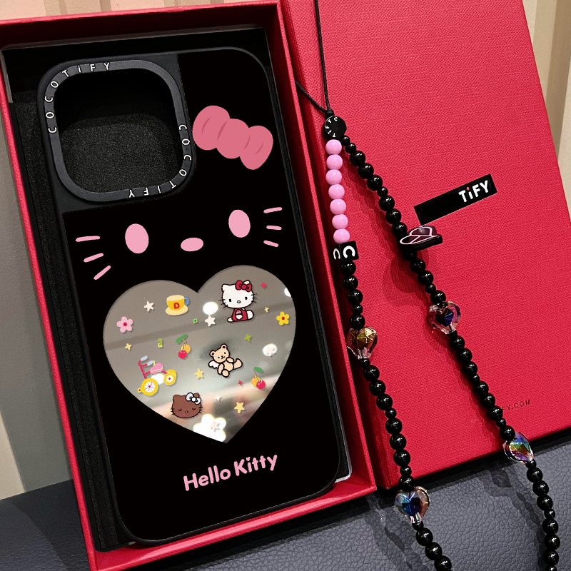 C家可爱KT爱心凯蒂猫适用iphone16pro手机壳15promax苹果14plus磁吸MagSafe镜面13卡通12可爱17