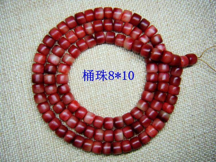 天然骆驼骨 沁血驼骨血料 桶珠散珠108颗 耗牛骨 佛珠手链念珠