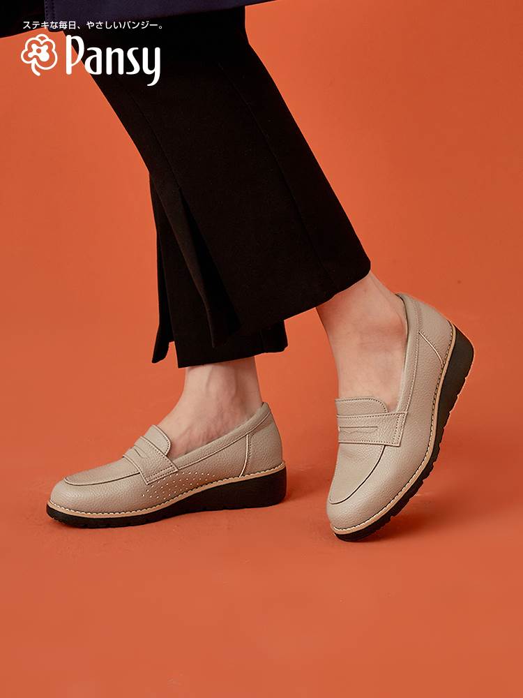 Pansy日本女鞋日系简约上班通勤女士皮鞋轻便舒适不累脚女1舒适鞋