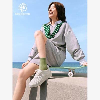 Pansy盼喜白鞋日本女鞋休闲百搭板鞋厚底轻便透气2025年春季4173