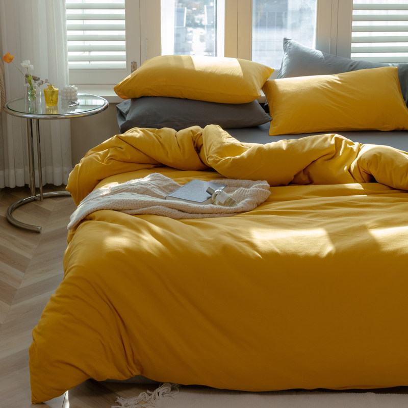 针织棉日式风裸睡床笠款四件套