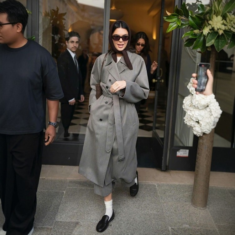 高级定制肯豆同款灰色羊毛风衣外套女长款英伦时尚大牌秋冬外套