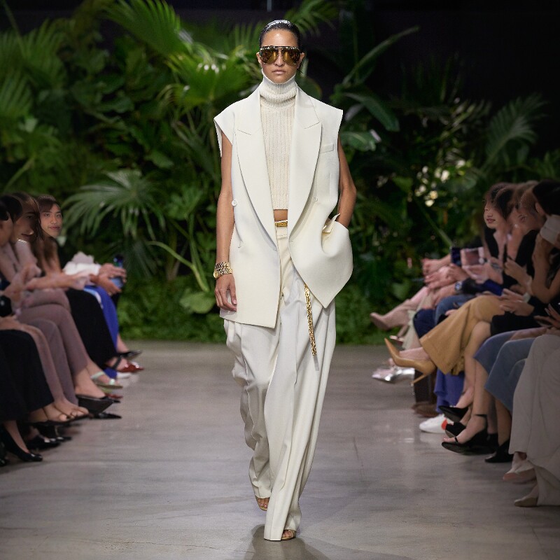 初茵高级定制白色法式高级感时尚套装女御姐气质马甲上衣+阔腿裤