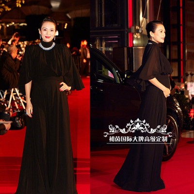 明星同款斗篷飘逸优雅风晚礼服