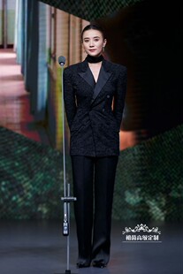 女神范时尚 高级定制宋佳同款 裤 套装 气质轻奢大牌OL风 黑色蕾丝西装