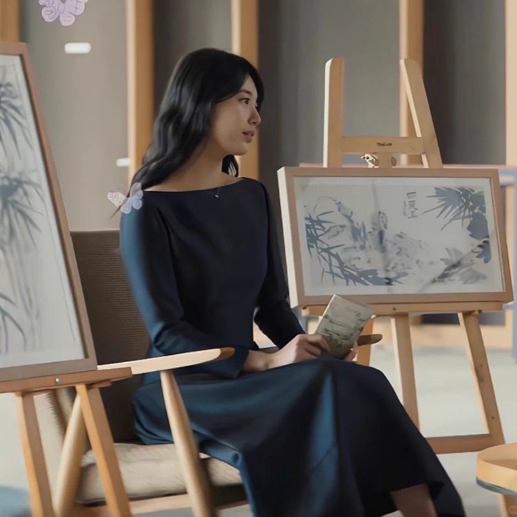 黑色一字领连衣裙知性优雅日常女