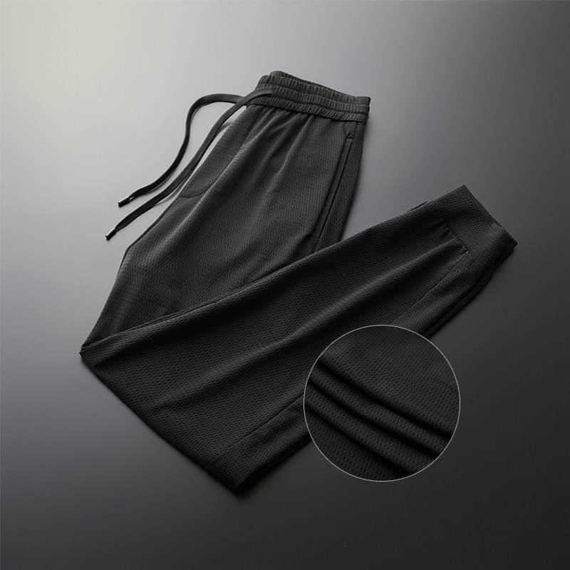 夏季松紧腰运动休闲裤网眼镂空透气弹力九分裤男冰丝束脚宽松男裤在类目 男装, 休闲裤中 - 来自Buy2taobao.com提供专业的淘宝代购服务