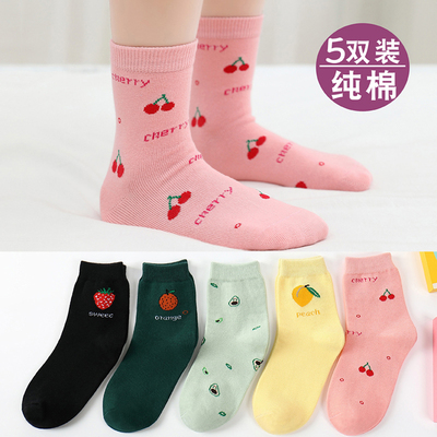 儿童袜子春秋款男童中大童薄款秋冬季女童中筒袜女孩吸汗防臭棉袜 — 1