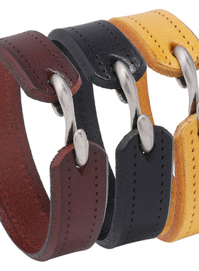 网红简约百搭s勾复古男士皮质手环欧美时尚潮男手镯光面个性手链