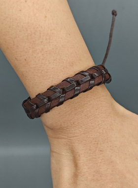 网红网红编织复古手链个性百搭可调皮革手环学生素色森系