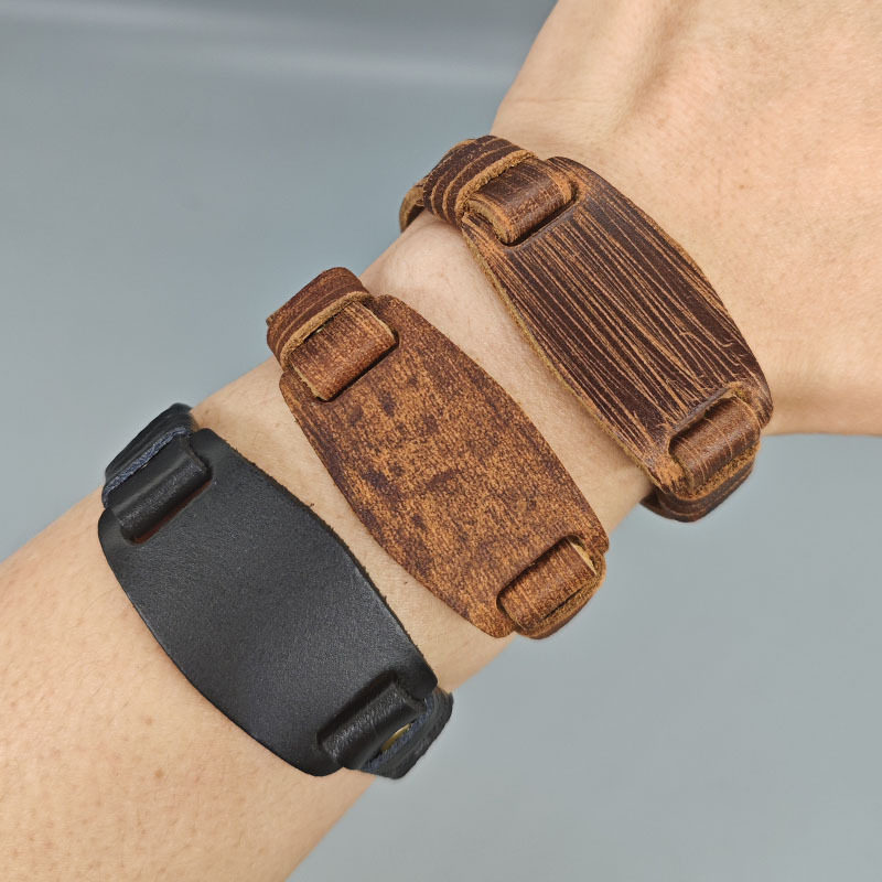 网红做旧欧美复古网红手环朋克手环学生编织男女小众手链皮质配饰