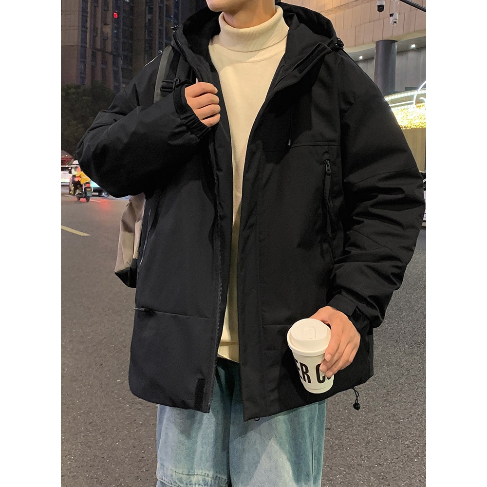 大牌高端季男生白鸭绒羽绒服男连帽宽松休闲时尚潮流帅气保暖短款