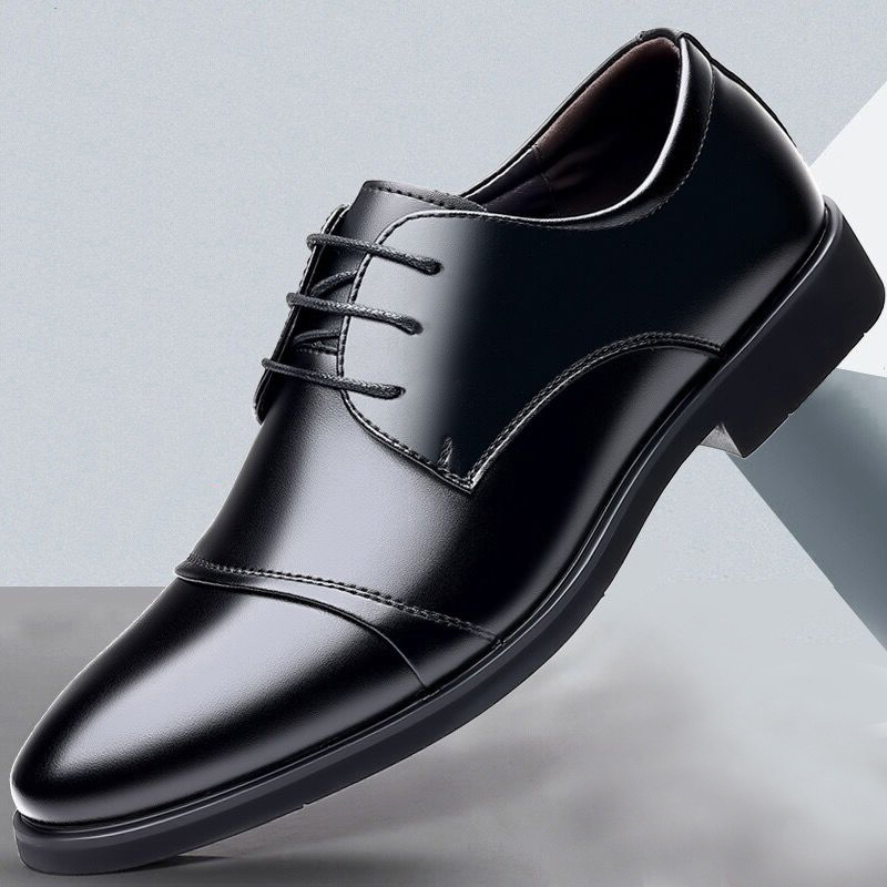 欧洲站大码皮鞋男新款英伦软底男士休闲鞋商务正装新郎结婚鞋