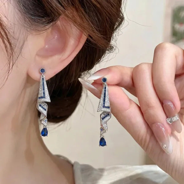 撤柜小众设计复古蓝色耳环女高级感蓝色气质耳饰高端独特耳钉