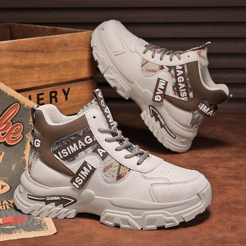 欧洲站男鞋新款中学生篮球运动跑步球鞋青少年休闲高帮厚底老爹潮