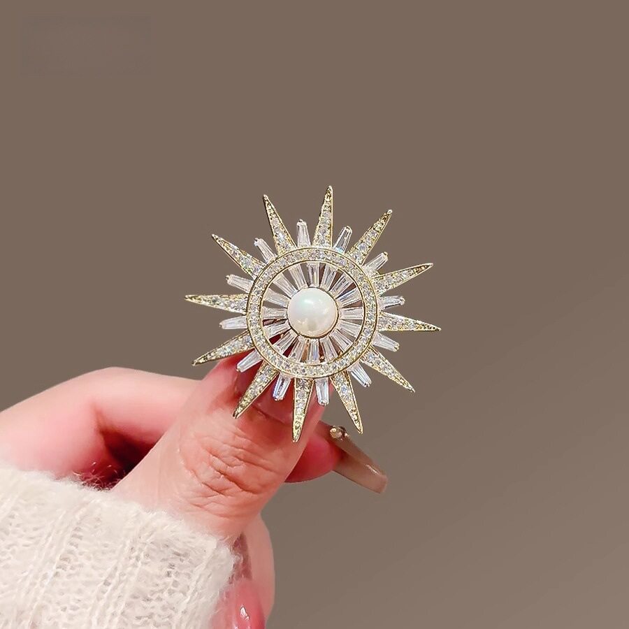 撤柜复古八芒星胸针高级感气质百搭镂空圆形胸花西装外套精致别针