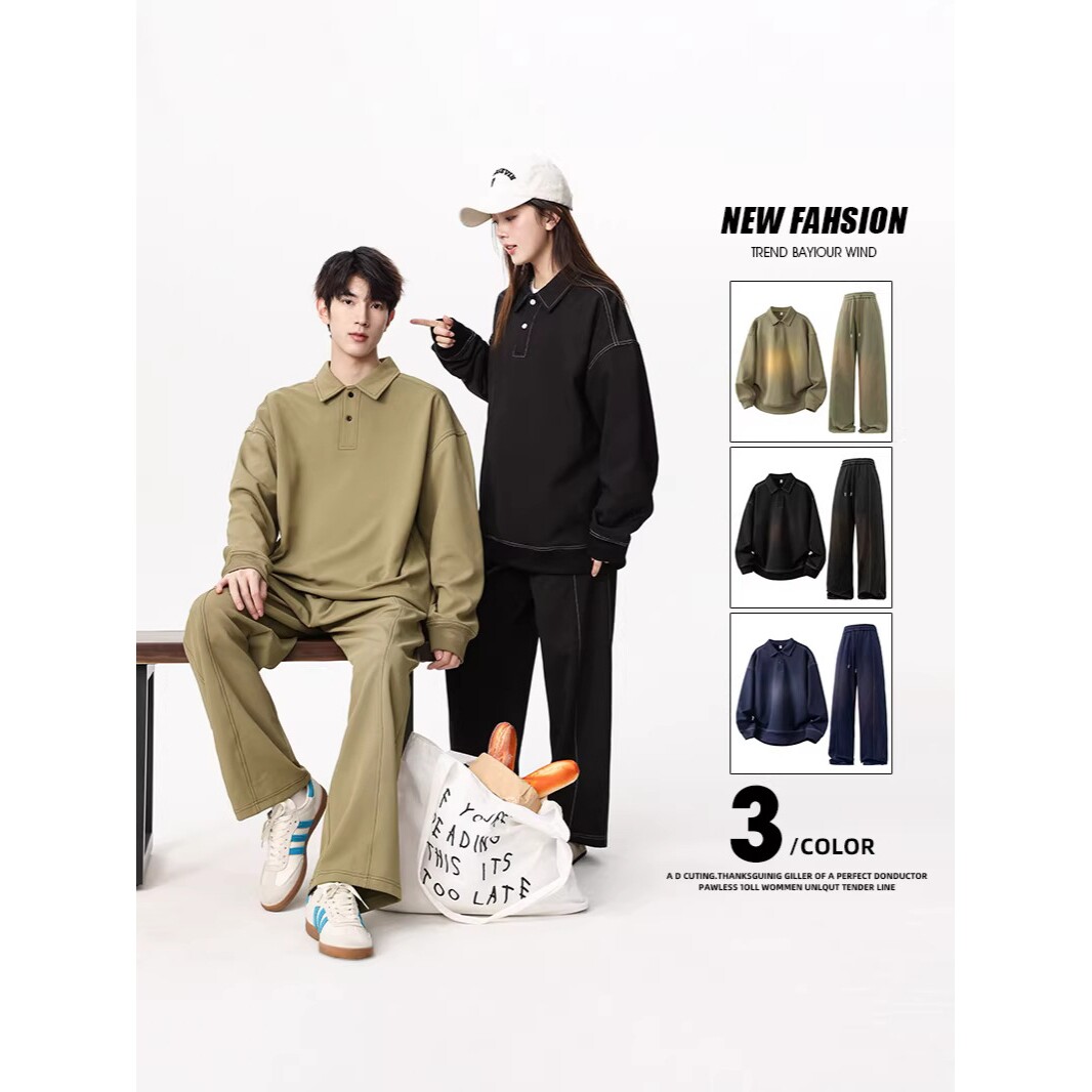 进口包邮大码卫衣套装男士新款情侣休闲运动男生酷帅穿搭一