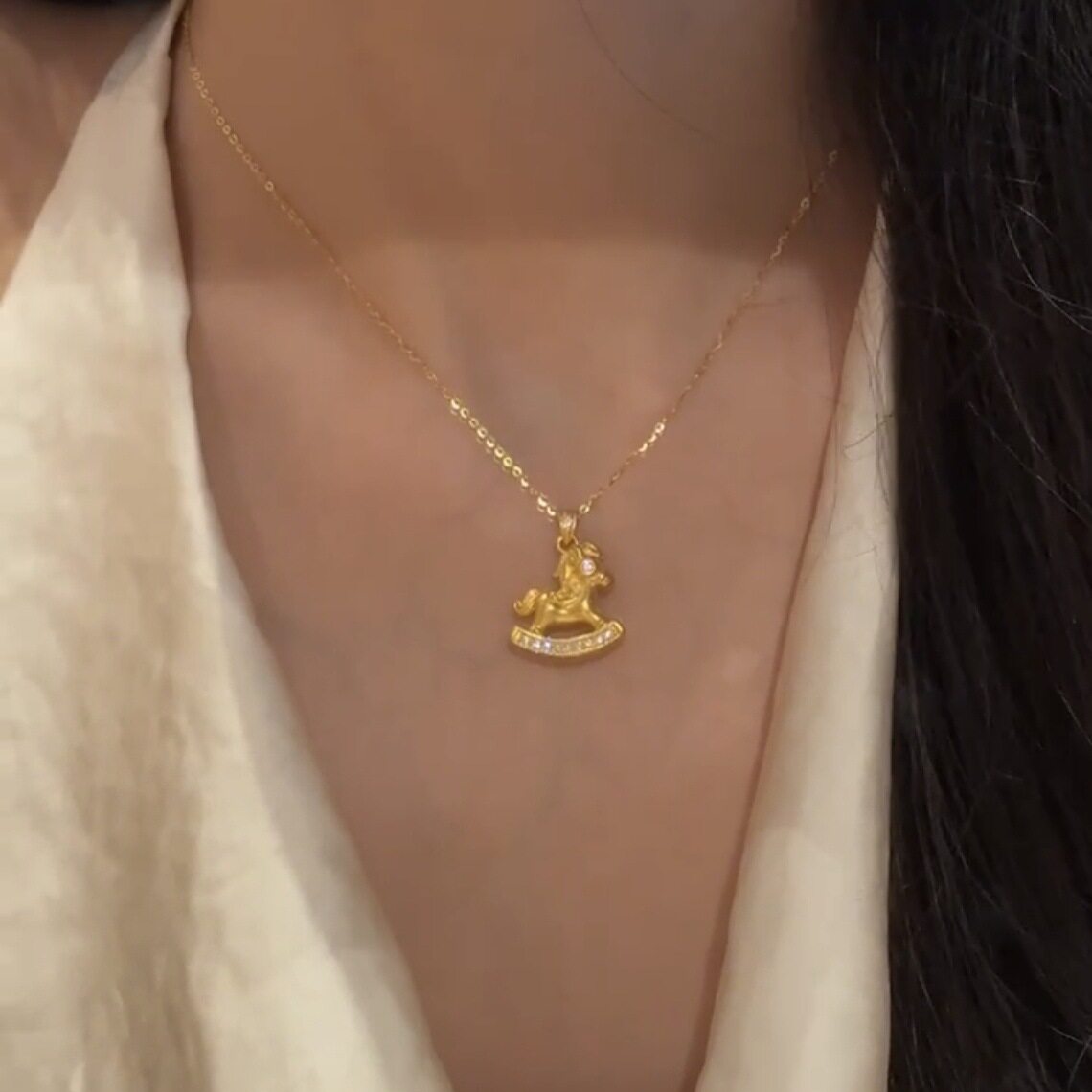 德国童年回忆摇摇木马锁骨链项链女独特设计感造型配饰气质新款潮