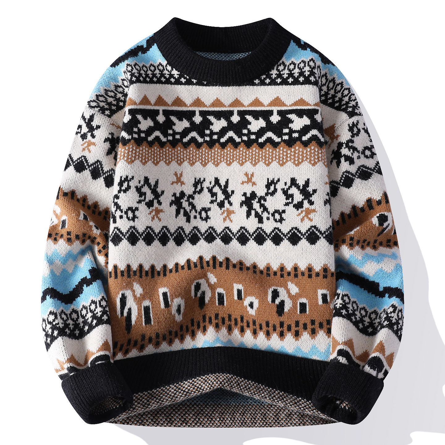 明星同款加厚保暖毛衣男新款初中高中学生青少年大童针织打底衫