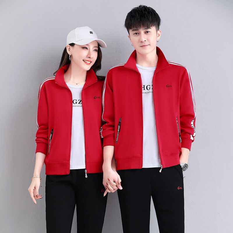 进口情侣运动套装女新款时尚宽松跑步服卫衣开衫休闲