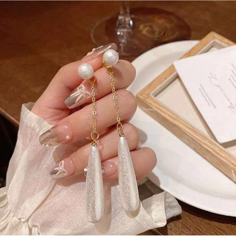 德国法式优雅美学~纹理水滴珍珠耳环女小众设计高级感两戴式耳钉