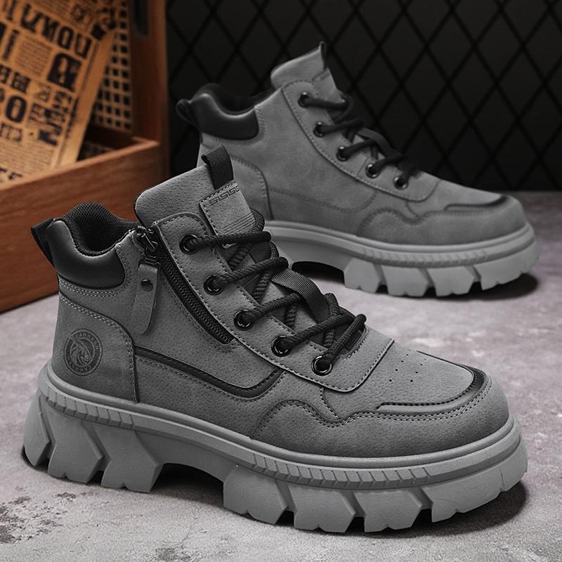 欧洲站男鞋新款休闲鞋子时尚户外运动鞋潮流复古工装靴马丁靴男