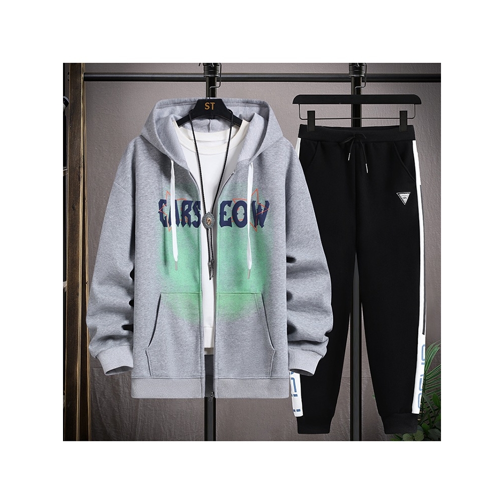 大牌高端青少年卫衣男孩初高中学生帅气男装开衫外套潮流运动两件