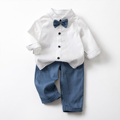 今年新品男童套装秋季长袖儿童衣服一周岁绅士礼服春秋衬衫男宝宝