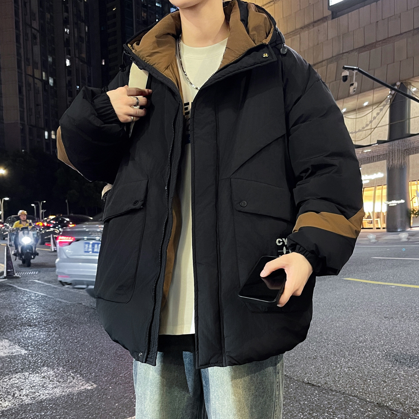 大牌高端新款季棉衣外套男孩初高中学生羽绒棉服青少年大童加厚棉