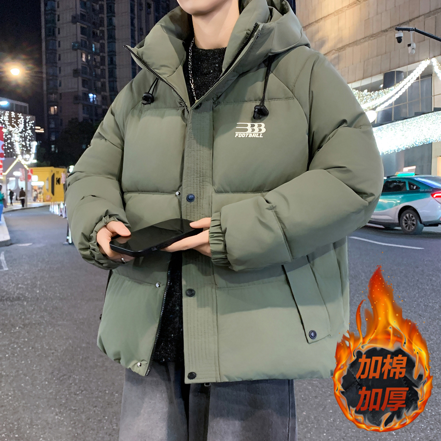 明星同款青少年潮牌羽绒棉服男孩高中初中学生加厚保暖棉衣大童装