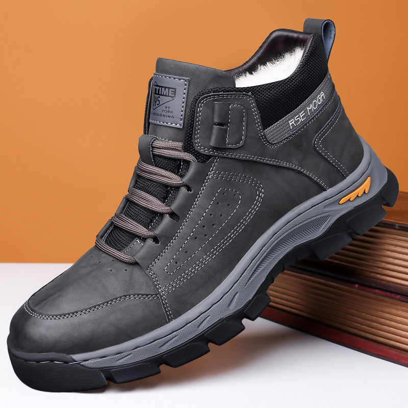 欧洲站季新款东北男靴子男士棉鞋加绒加厚保暖户外防滑雪地靴