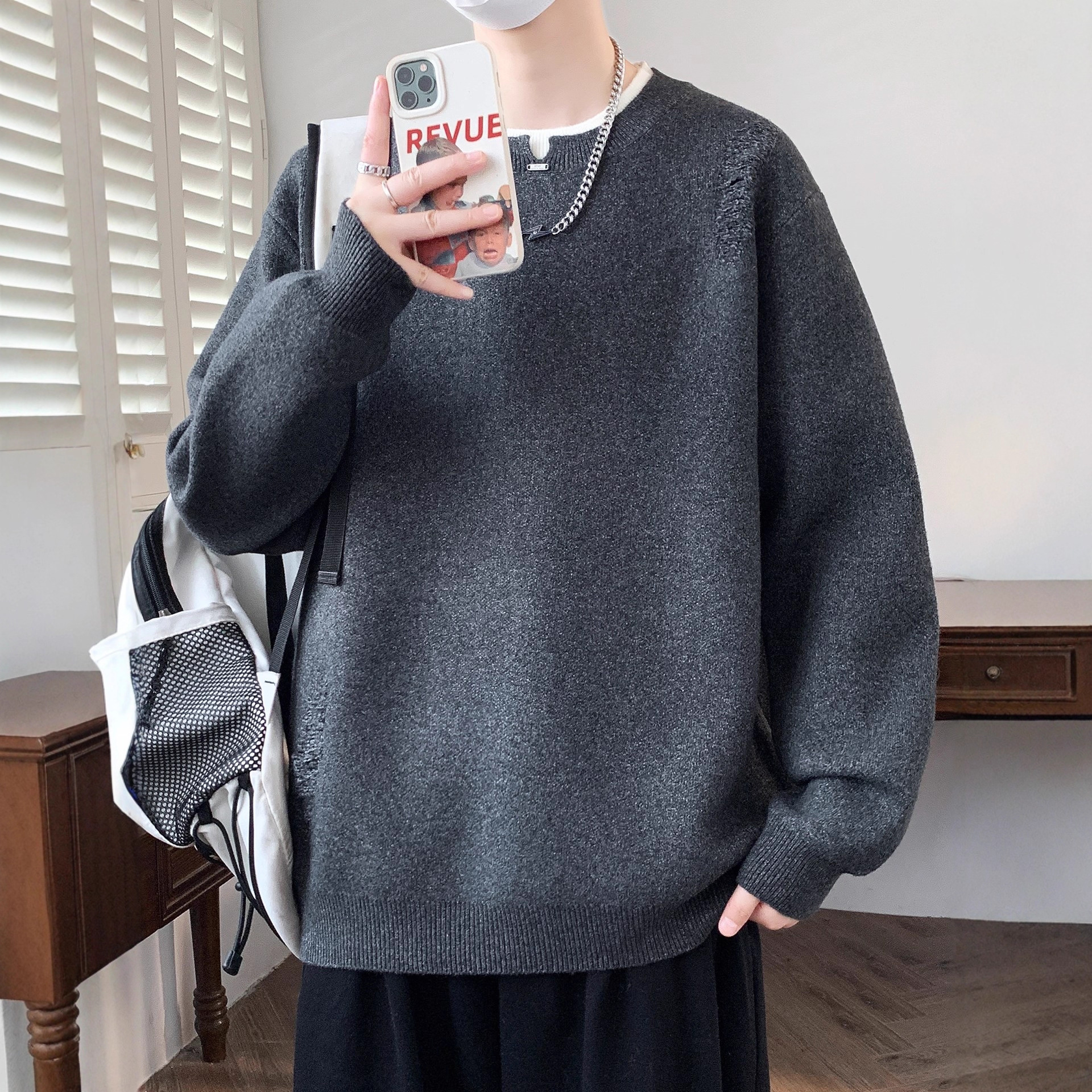 明星同款加厚毛衣男孩初中高中学生帅气线衣服青少年大童打底针织