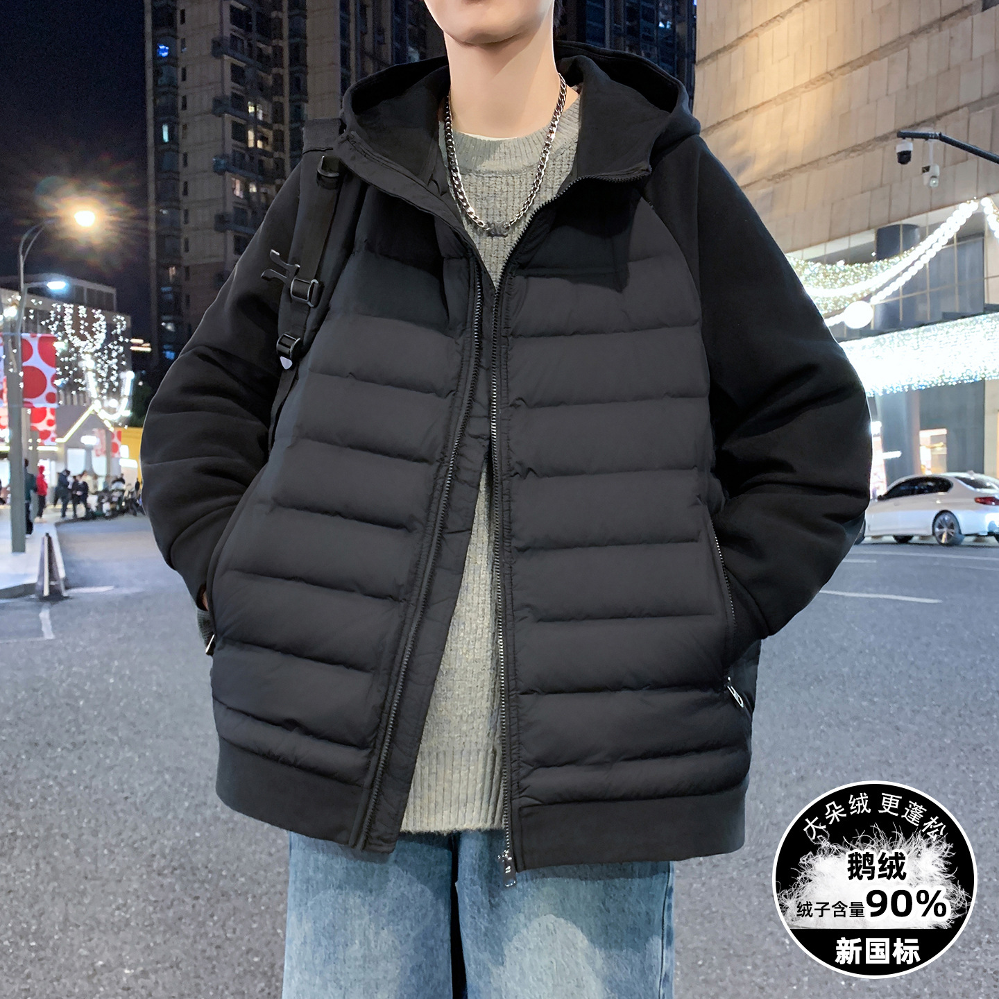 大牌高端青少年潮牌羽绒服男孩初中高中学生白鸭绒加厚外套大童装