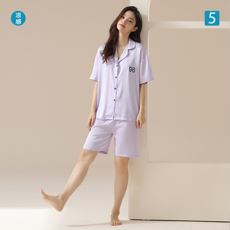 德国【凉感冰雪丝】高级感夏季睡衣仿真丝女生短袖舒服家居服