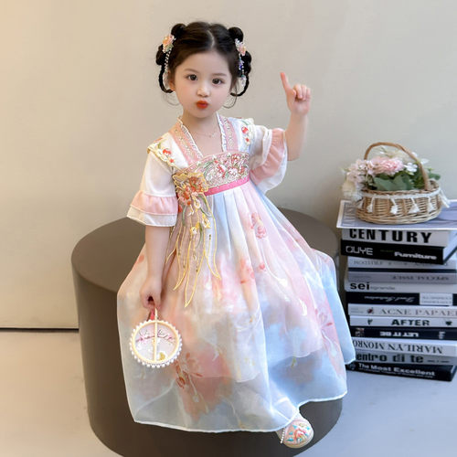 女童连衣裙夏装2026新款儿童古风超仙汉服裙子唐装襦裙夏季国风裙