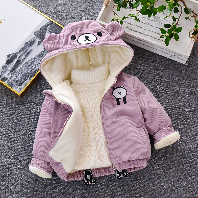 女童外套秋冬装加绒加厚儿童棉服保暖女童棉袄婴幼儿衣服宝宝棉衣