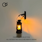 迷你复古煤油灯娃娃屋装 饰小夜灯电子小灯微缩模型玩具微景观造景