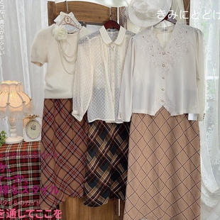 古着复古vintage日制港风文艺y2k昭和古早味日杂格纹毛呢半身裙26