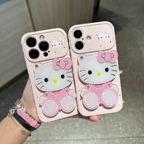 适用iPhone17手机壳卡通KT猫镜子
